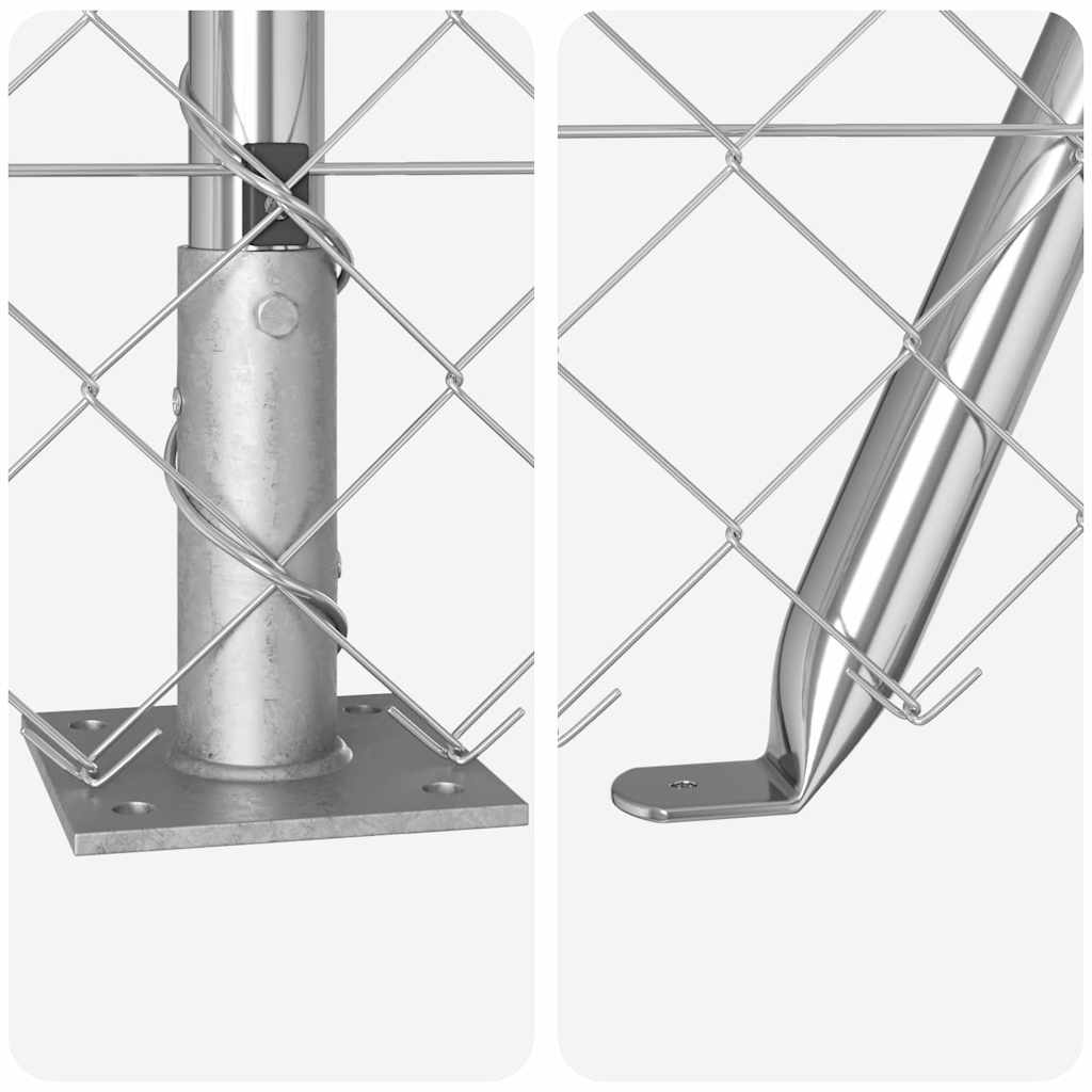 Kettengliedzaun mit Pfosten Silber 0,4 x 25 m Stahl